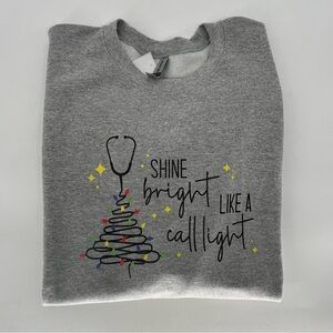 Gray Sweatshirt with Festive Stethoscope Design